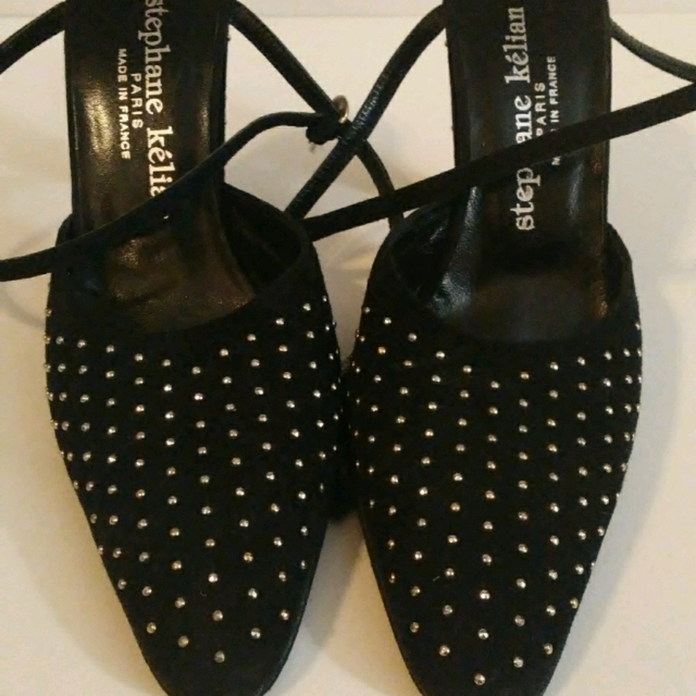 Black - short - studded heels